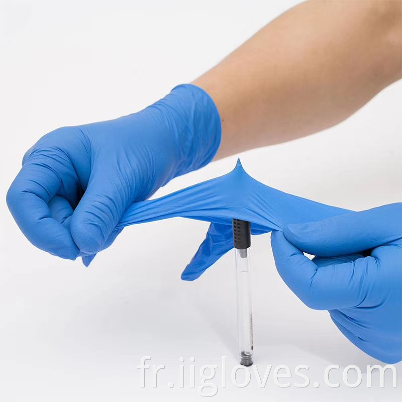 Gants de nitrile sans poudre bleu bleu avec des gants en nitrile jetables de haute qualité